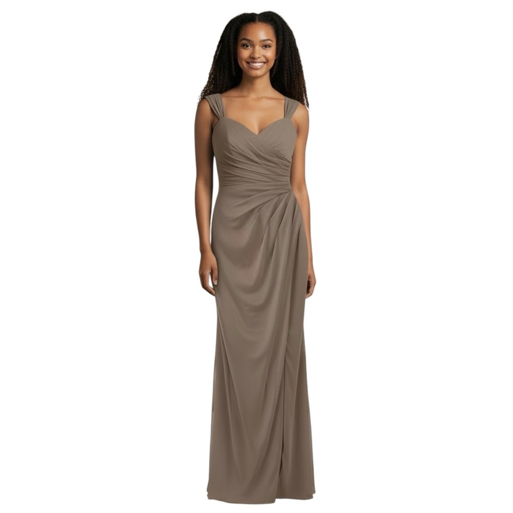 Azazie Taupe Maxi Bridesmaids Formal Dress size A6